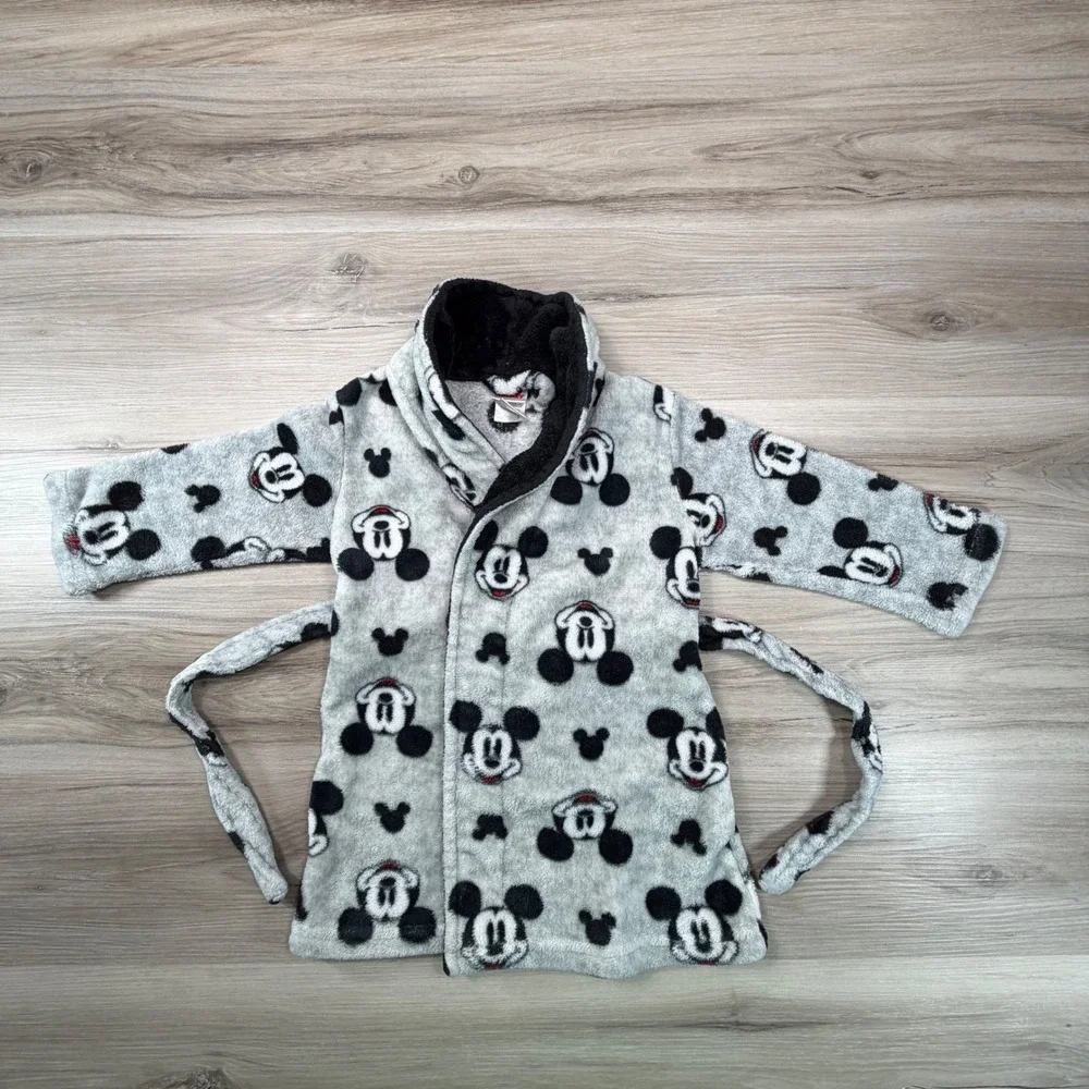 Kids‎ Disney Mickey Mouse Fleece Robe Pajamas Sleepwear Loungewear Size 2T/3T